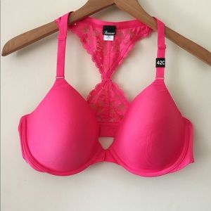 Hot Pink Lacey Razorback Front Clasp Bra